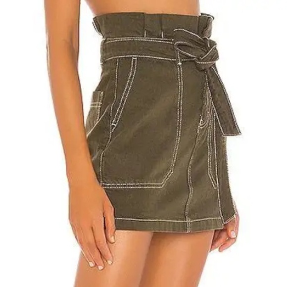 Free People Splendor in Grass Olive Green Skirt ( Button, Zipper, Tie belt ) - Picture 7 of 10